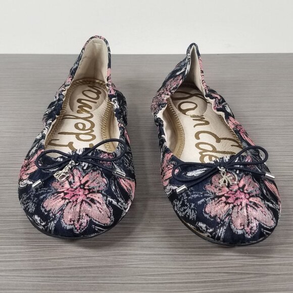 Sam Edelman Felicia Ballet Flats Floral Tapestry, Navy & Pink, Womens Size 5.5 M - Picture 2 of 12